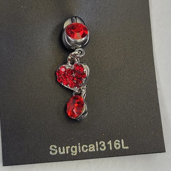 Red Navel Ring Belly Button Piercing Jewelry - Picture 1 of 5